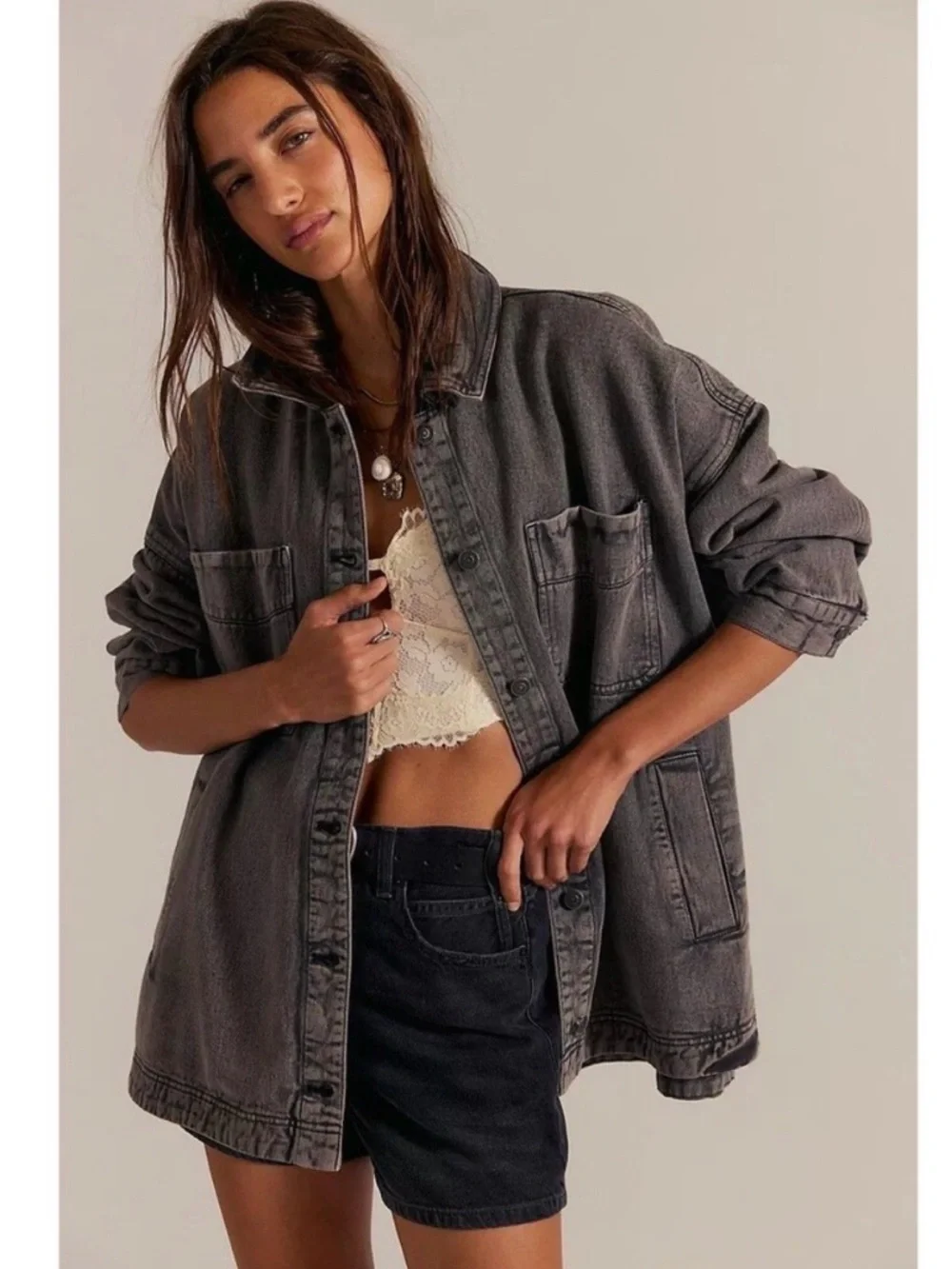 We the Free Madison city oversized denim jacket size medium - Picture 2 of 8
